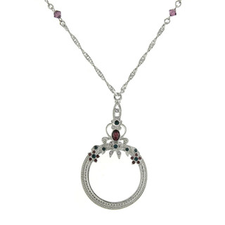 Thumbnail 2: 1928 Jewelry Vintage Colored Crystal Magnifying Glass Necklace 