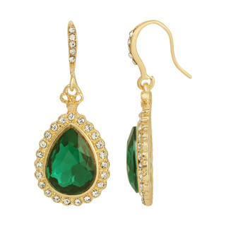 Thumbnail 1: 1928 Jewelry Vintage Gold Tone Faceted Teardrop Crystal Earrings 