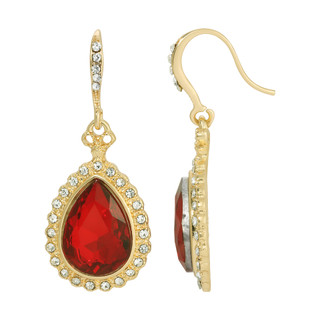 Thumbnail 2: 1928 Jewelry Vintage Gold Tone Faceted Teardrop Crystal Earrings 