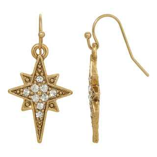 Thumbnail 2: SYMBOLS OF FAITH Crystal Star of Bethlehem Drop Earrings 