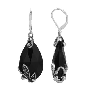Thumbnail 1: 1928 Jewelry Vintage Faceted Teardrop Leverback Earrings 