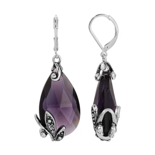 Thumbnail 1: 1928 Jewelry Vintage Faceted Teardrop Leverback Earrings 