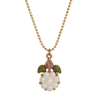 Thumbnail 2: 1928 Jewelry Vintage Gold Tone Faux Pearl Flower Necklace 