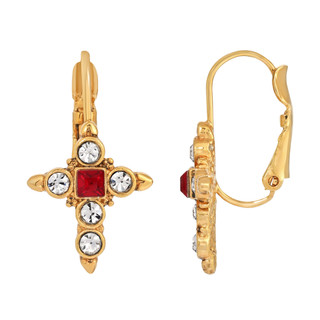 Thumbnail 2: SYMBOLS OF FAITH Crystal Cross Leverback Earrings 