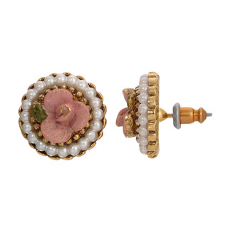 Thumbnail 2: 1928 Jewelry Vintage Faux Pearl Flower Stud Earrings 