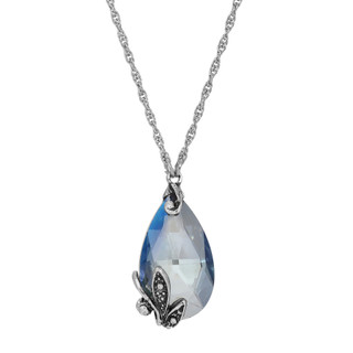 Thumbnail 2: 1928 Jewelry Vintage Silvertone Faceted Teardrop Adjustable Necklace 