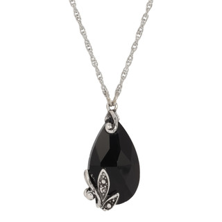 Thumbnail 2: 1928 Jewelry Vintage Silvertone Faceted Teardrop Adjustable Necklace 