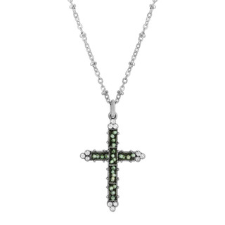 Thumbnail 2: SYMBOLS OF FAITH Turquoise Seed Bead Cross Adjustable Necklace 