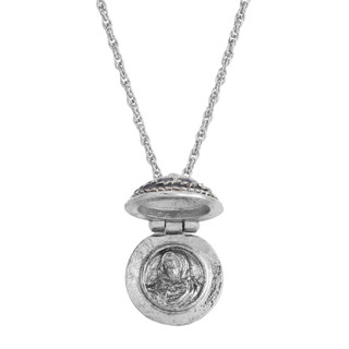 Thumbnail 4: SYMBOLS OF FAITH Blue Enamel Enclosed Mary Adjustable Necklace 