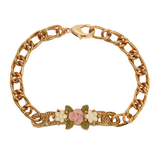 Thumbnail 2: 1928 Jewelry Vintage Gold Tone Faux Pearl Floral Bracelet 