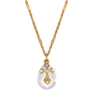 Thumbnail 2: SYMBOLS OF FAITH Glass Drop Crystal Cross Necklace 