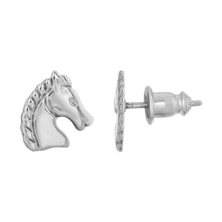 Thumbnail 2: 1928 Jewelry Vintage Silver Tone Horse Stud Earrings 