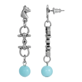 Thumbnail 2: 1928 Jewelry Vintage Silver Tone Horse Head Dangle Earrings 
