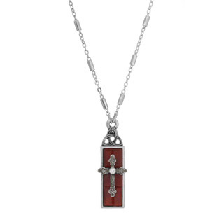 Thumbnail 1: SYMBOLS OF FAITH Colored Stone Filigree Cross Necklace 