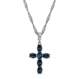 Thumbnail 2: SYMBOLS OF FAITH Crystal Cross Twisted Chain Necklace 