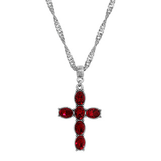 Thumbnail 2: SYMBOLS OF FAITH Crystal Cross Twisted Chain Necklace 