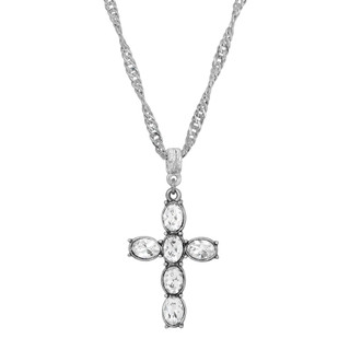 Thumbnail 1: SYMBOLS OF FAITH Crystal Cross Twisted Chain Necklace 