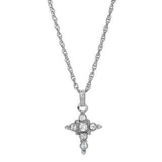 Thumbnail 1: SYMBOLS OF FAITH Petite Crystal Cross Adjustable Necklace 