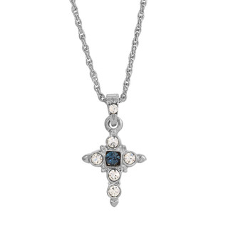 Thumbnail 1: SYMBOLS OF FAITH Petite Crystal Cross Adjustable Necklace 