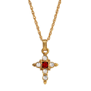 Thumbnail 1: SYMBOLS OF FAITH Petite Crystal Cross Adjustable Necklace 