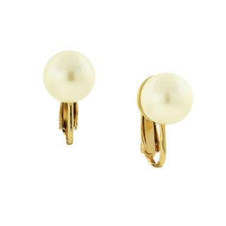 Thumbnail 2: 1928 Jewelry Classic 14K Gold-Dipped Faux Pearl Clip Earrings 
