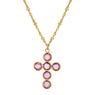 Thumbnail 2: SYMBOLS OF FAITH Round Crystal Cross Adjustable Necklace 
