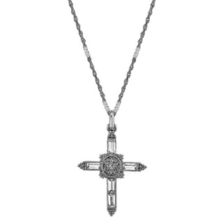 Thumbnail 2: SYMBOLS OF FAITH Baguette Crystal Cross Pendant Necklace 