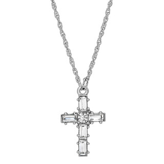 Thumbnail 1: SYMBOLS OF FAITH Small Crystal Cross Necklace 