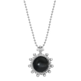 Thumbnail 2: SYMBOLS OF FAITH Round Black Enamel Cross and Lamp Necklace 