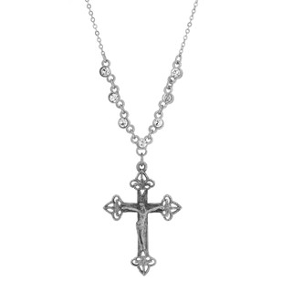 Thumbnail 2: SYMBOLS OF FAITH Crystal Crucifix Adjustable Necklace 