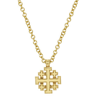 Thumbnail 2: SYMBOLS OF FAITH Jerusalem Cross Pendant Necklace 