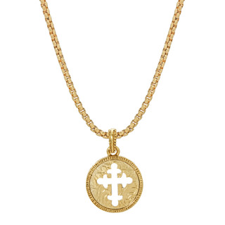 Thumbnail 2: SYMBOLS OF FAITH 14K Gold-Dipped Coin Cross Necklace 