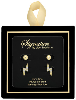 Thumbnail 6: Signature Signature 2-Pc. Ball & CZ Lightning Bolt Stud Earrings 