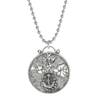 Thumbnail 1: SYMBOLS OF FAITH Medallion Cross Anchor Dove Necklace 