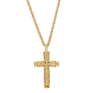 Thumbnail 2: SYMBOLS OF FAITH 14K Gold-Dipped Cross Adjustable Necklace 