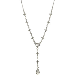 Thumbnail 2: SYMBOLS OF FAITH Silver Tone Cross Chain Adjustable Y-Necklace 