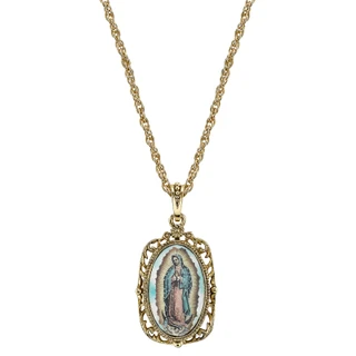 Thumbnail 2: SYMBOLS OF FAITH Enamel Lady Of Guadalupe Necklace 