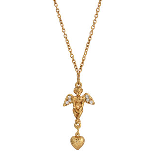 Thumbnail 2: SYMBOLS OF FAITH Crystal Angel Heart Adjustable Necklace 