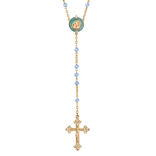 Thumbnail 2: SYMBOLS OF FAITH Blue Bead Rosary with Mary and Child Decal 