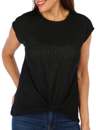 Thumbnail 1: BUNULU Bunulu Womens Front Knot Short Sleeve Top 