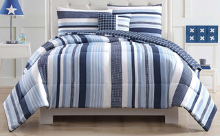 Thumbnail 2: My World My World Kids Mason Stripe Comforter Set 