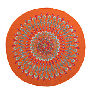 Thumbnail 2: Levtex Home Mirage Orange Peacock Round Decorative Pillow 