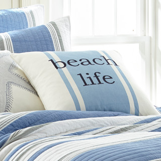 Thumbnail 4: Levtex Home Bart Stripe Beach Life Embroidered Decorative Pillow 