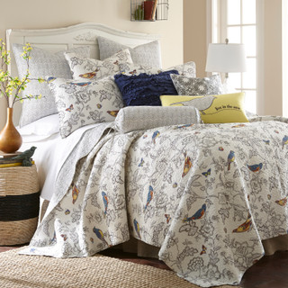 Thumbnail 6: Levtex Home Mockingbird Grey Towel Stitch Decorative Pillow 