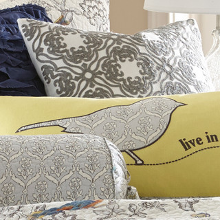 Thumbnail 4: Levtex Home Mockingbird Grey Towel Stitch Decorative Pillow 