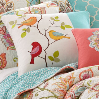 Thumbnail 4: Levtex Home Sophia Pieced Embroidered Bird Decorative Pillow 