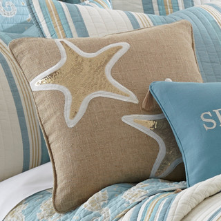 Thumbnail 4: Levtex Home Blue Maui Applique Starfish Decorative Pillow 