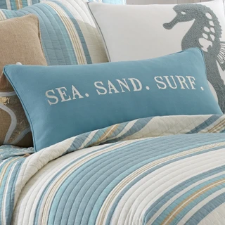 Thumbnail 4: Levtex Home Blue Maui Embroidered with Tassels Decorative Pillow 