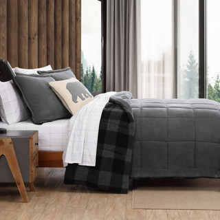 Thumbnail 12: Eddie Bauer Cabin Plaid Microfiber Comforter & Sham Set 