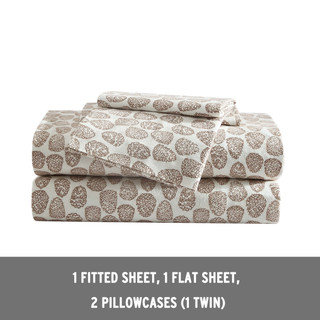Thumbnail 10: Eddie Bauer Little Creek Pine Cone Flannel Sheet Set 